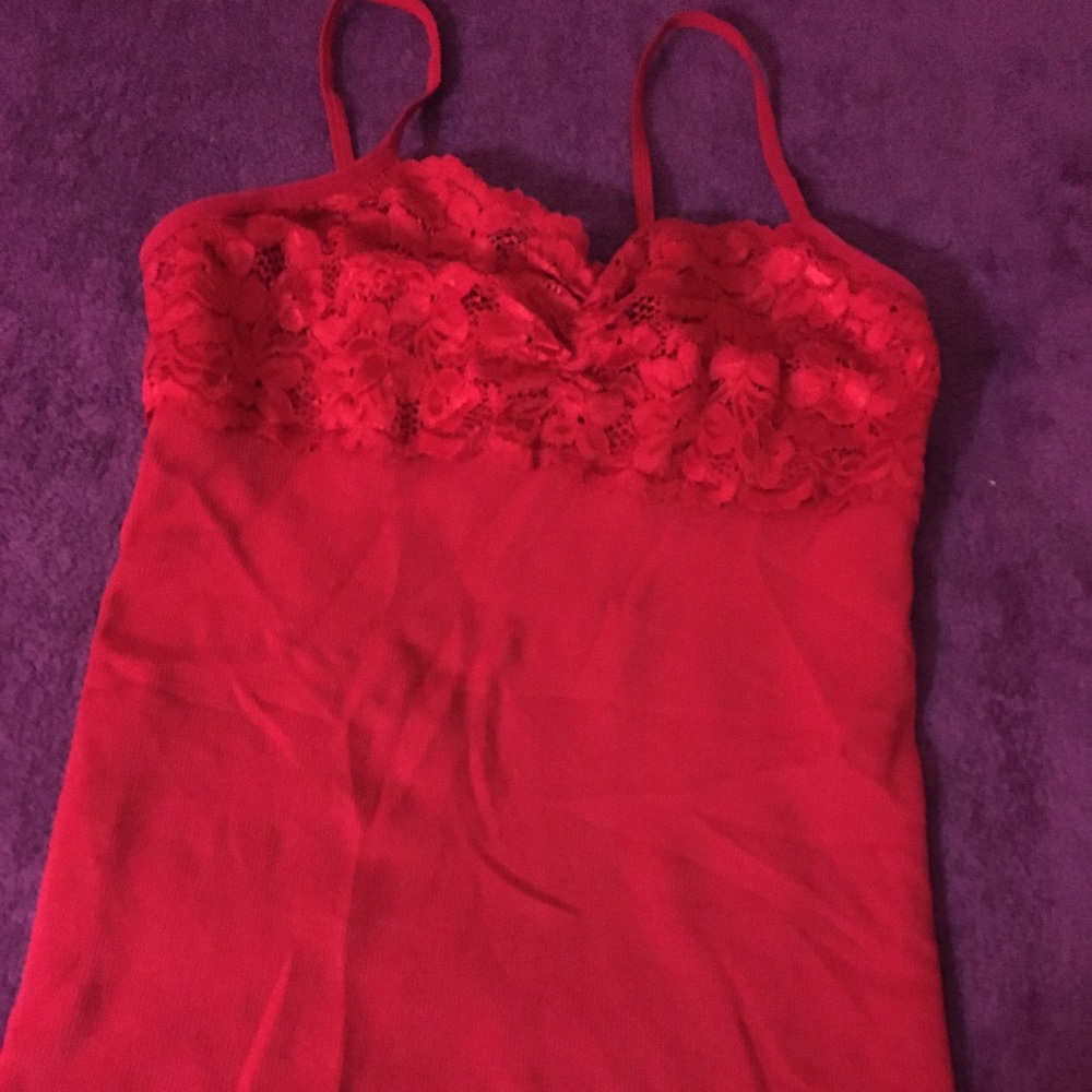 Red lace front top
